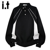 宽松休闲长袖 上衣Y 春秋季 新款 izzue美式 潮牌拼接撞色卫衣男款