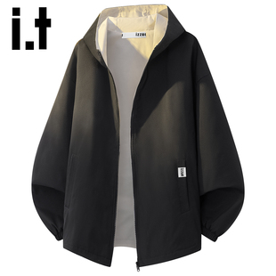 双面穿休闲夹克男Y 潮牌复古撞色宽松连帽冲锋衣2025秋季 izzue