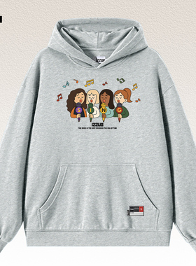 it izzue连帽卫衣男款女秋冬季灰色宽松帽衫新款落肩袖情侣上衣4P