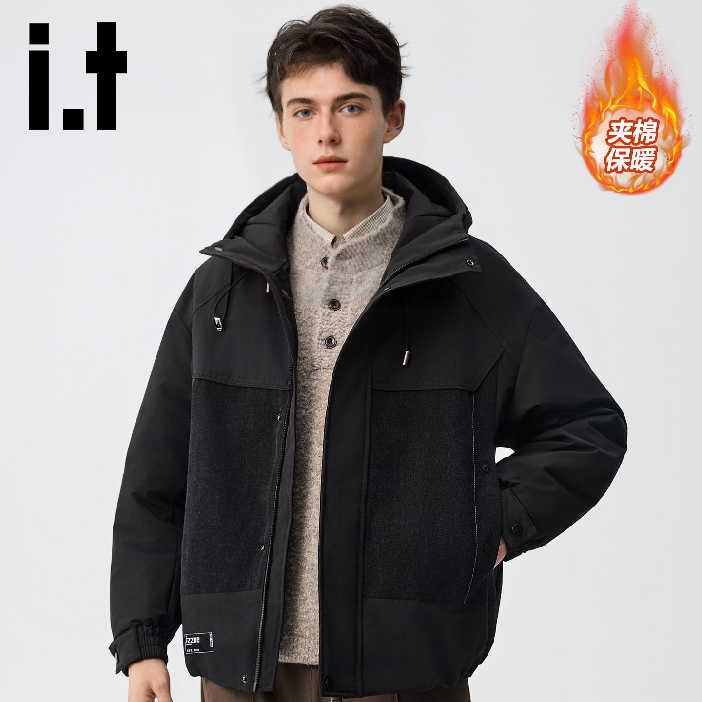 it棉服男冬季保暖连帽外套