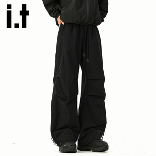褶皱伞兵工装 裤 男士 潮牌宽松设计感休闲拖地裤 美式 秋季 izzue