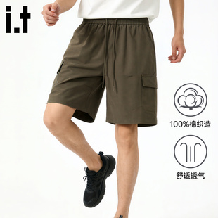 izzue新款 潮牌宽松五分裤 砂洗纯棉工装 男2026夏季 直筒短袖 iit