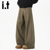 2025秋冬宽松显瘦拖地休闲裤 izzue简约高级感通勤弯刀裤 男士