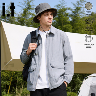 新款 外套男春季 登山徒步翻领夹克轻盈舒适上衣4P izzue户外工装