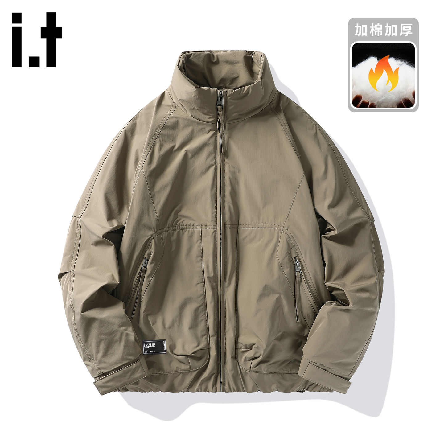 itizzue加厚保暖棉服男立领外套