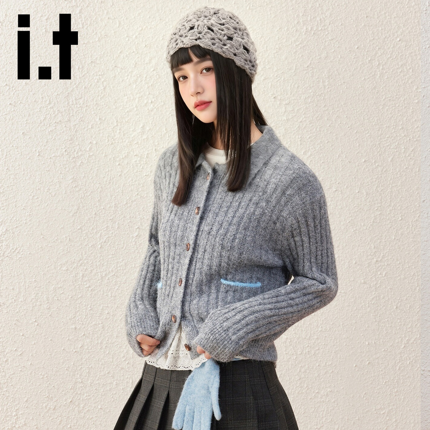 it毛衣女休闲风针织外套