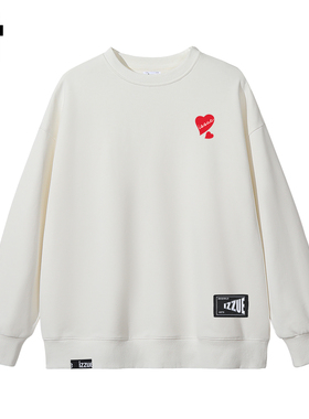 it izzue新款卫衣男女款2025秋季情侣装白色打底衫纯棉圆领长袖4P