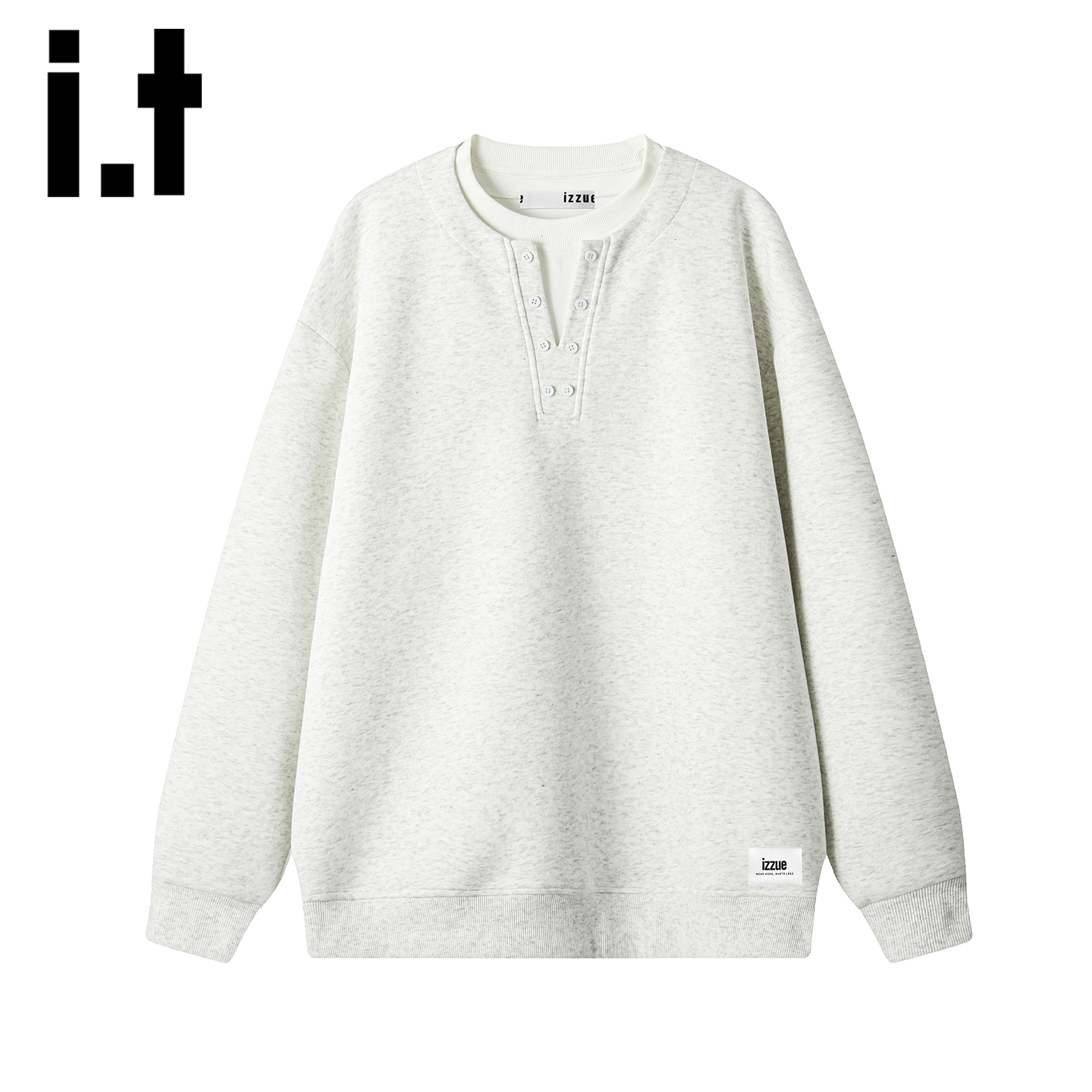 itizzue假两件圆领套头卫衣男秋