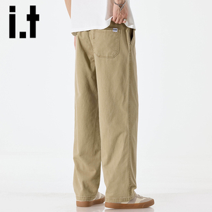 izzue日系纯棉休闲裤 潮牌阔腿直筒工装 男士 夏季 直筒宽松长裤