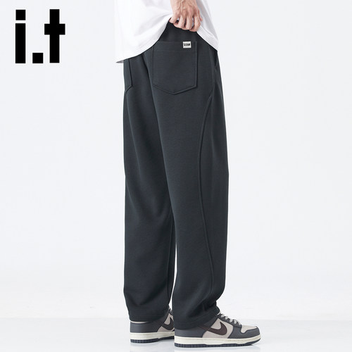 itizzue黑色重磅卫裤男2025秋冬