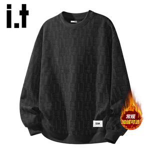 格纹宽松长袖 2025秋冬新款 上衣Y izzue圆领设计感休闲卫衣男士