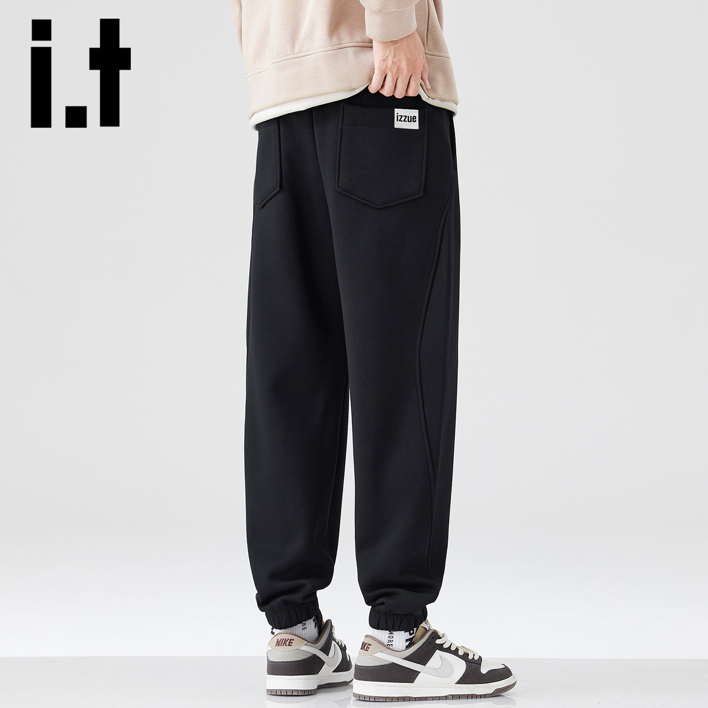 itizzue冬季重磅针织运动裤男