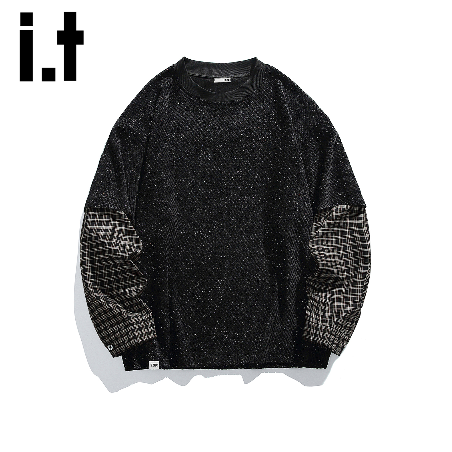 itizzue大码秋季长袖复古卫衣男