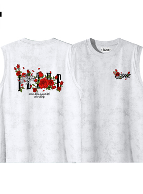 it izzue原创白色圆领无袖T恤背心男士夏潮牌宽松蜡染坎肩3P