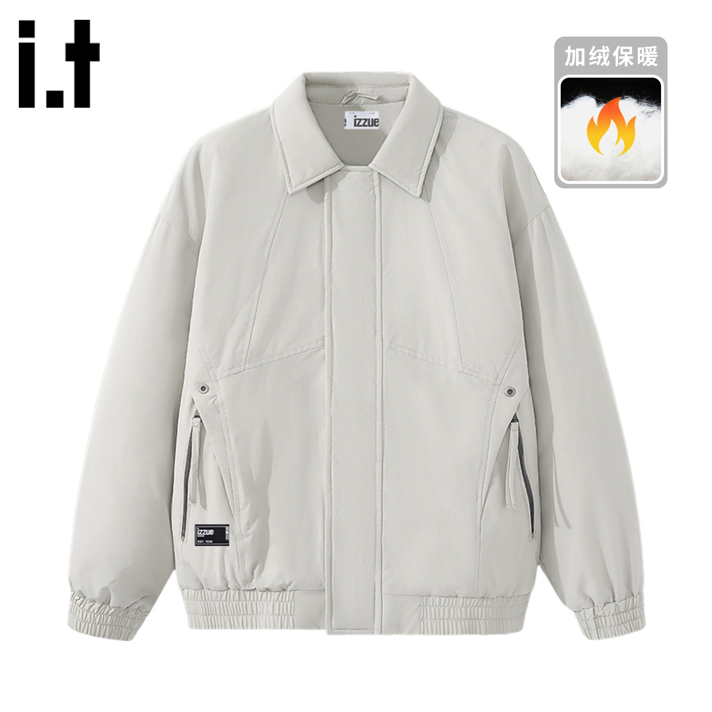 itizzue美式加厚棉服翻领外套男