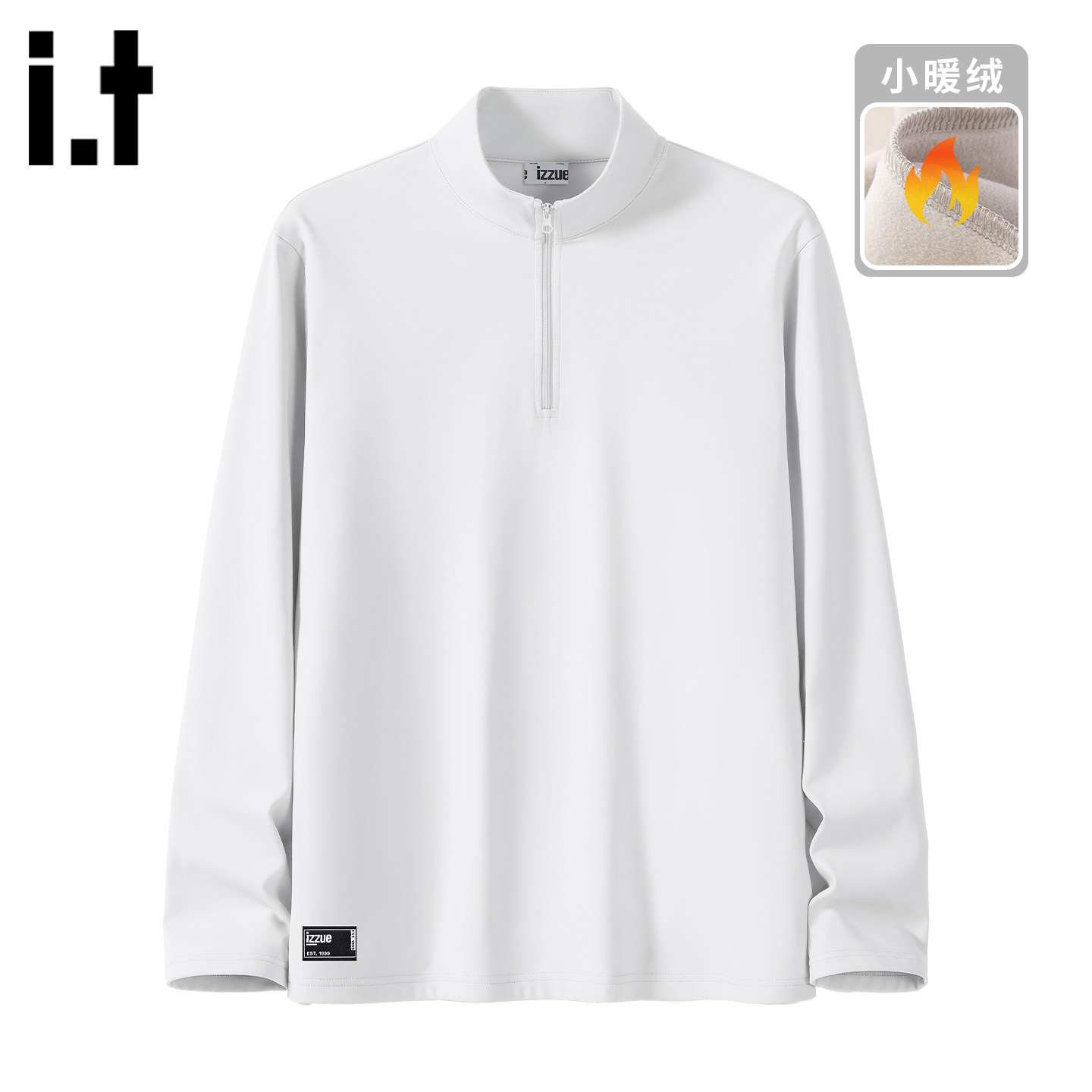 itizzue半拉链小暖绒长袖T恤男