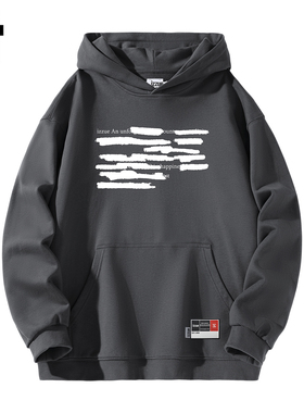 it izzue原创潮牌重磅连帽卫衣男宽松套头帽衫春秋灰色长袖外套3P