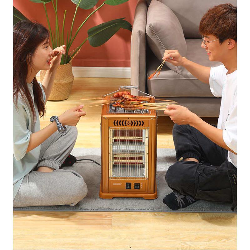 五面取暖器烧烤型烤火器小太阳电热扇电烤炉家用四面电暖气麻将机
