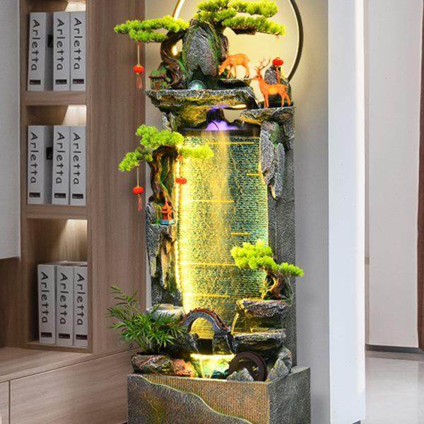 大型落地客厅装饰假山流水摆件电视柜旁造景乔迁新居礼品开业送礼