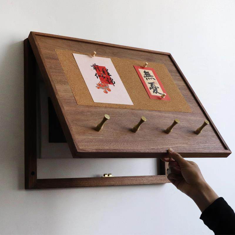 电表箱装饰画配电箱遮挡玄关电闸壁挂实木衣帽架黄铜挂钩软木盖板
