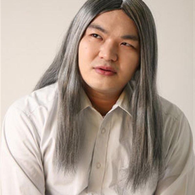 舞台演出发套 中分长直发男女花白假发万圣节cos假发搞笑舞台演出