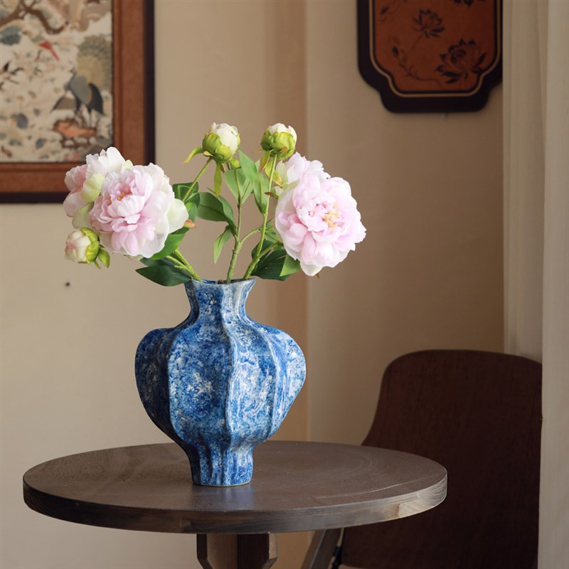 镧林新中式陶瓷花瓶客厅插花民宿酒店高级感家居桌面水培花瓶品月
