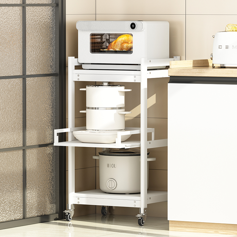 锅架厨房置物架落地多层抽拉式太空铝锅具电饭锅收纳架可移动加厚