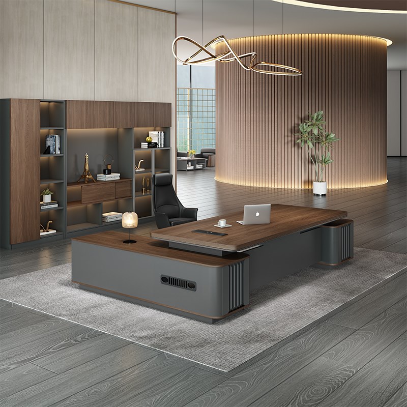 办公桌轻奢老板桌总裁经理桌椅组合办公室家具简约现代领导大班台
