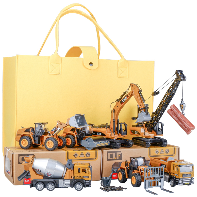 合金工程车玩具套装孩吊车搅拌车挖掘机儿童小汽车3岁4岁玩具车
