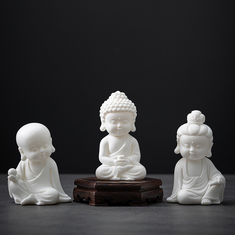 久造 禅意大日如来佛系小摆件 家居陶瓷佛像保平安车载茶宠装饰品