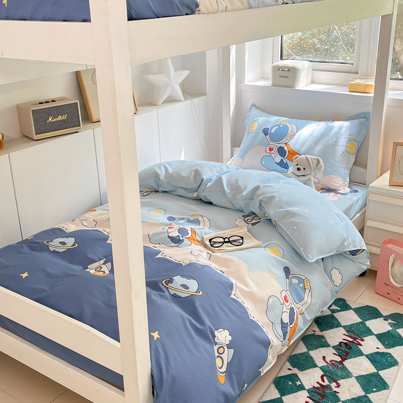 小清新全棉印花三件套学生宿舍上下铺床单人卡通寝室被套床单,床上用品,学生床品套件,淘宝优惠券,粉丝福利购,淘宝优惠卷
