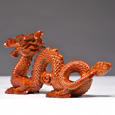 花梨木质五爪龙摆件补角实木雕刻龙生肖龙木龙家居客厅开业送礼品