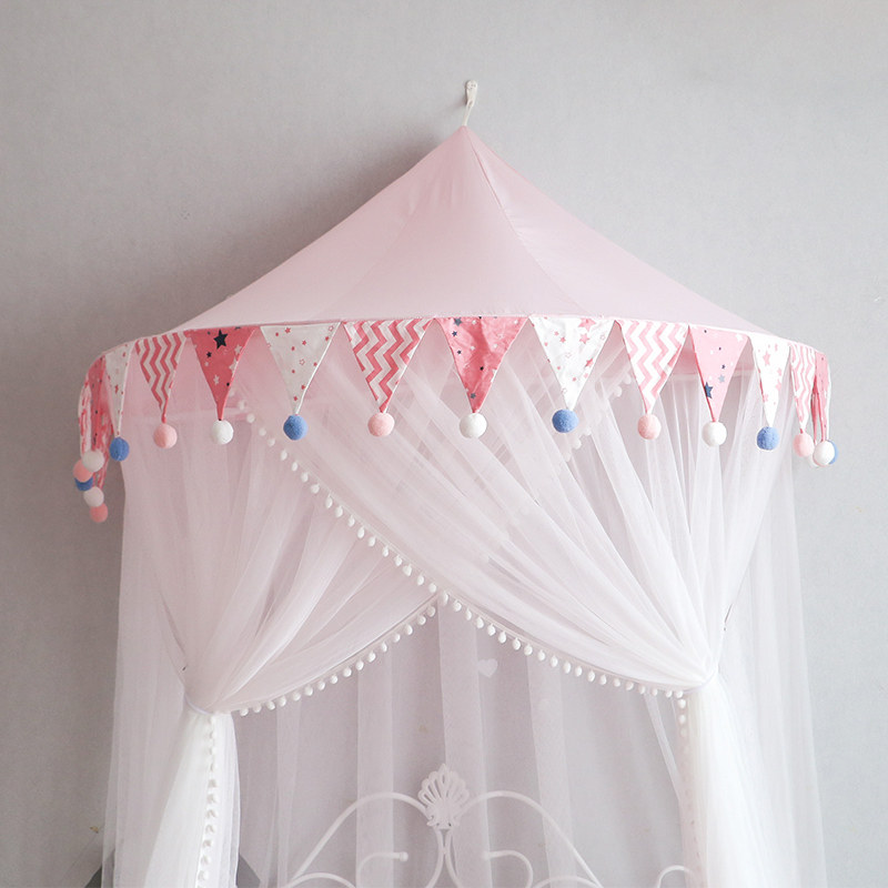 儿童蚊帐公主女孩卧室梦幻挂墙吊顶防摔免打孔家用半圆顶床幔帘风,床上用品,蚊帐,淘宝优惠券,粉丝福利购,淘宝优惠卷