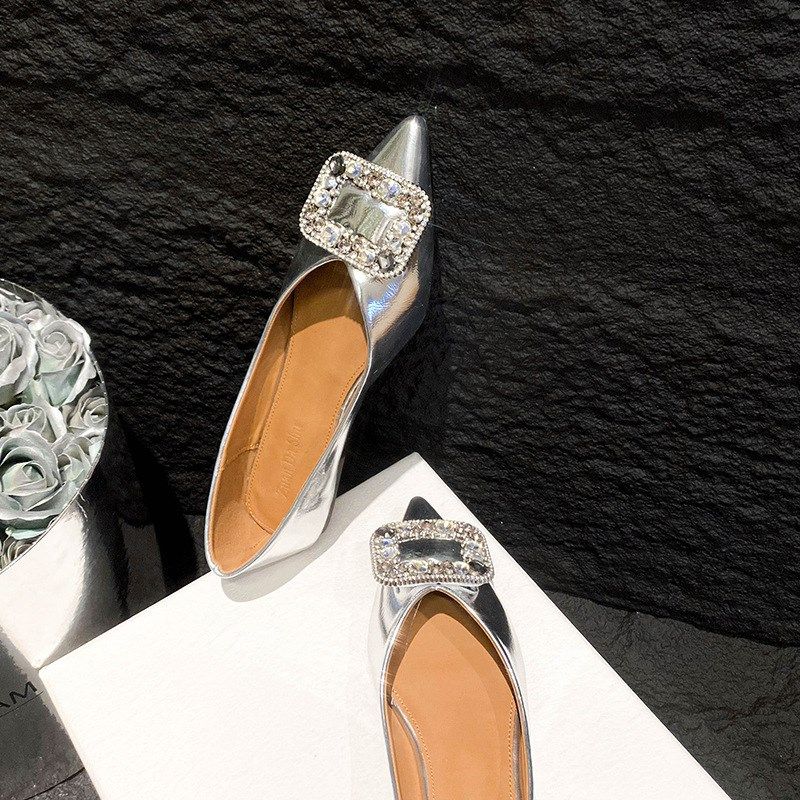 2024新款尖头单鞋女平底浅口方扣气质百搭软底瓢鞋大码女鞋41一43,女鞋,其他拖鞋,淘宝优惠券,粉丝福利购,淘宝优惠卷