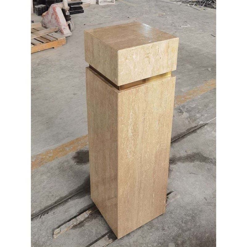 天然洞石大理石摆件底座客厅玄关现代极简风室内设计艺术品摆件