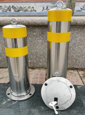 不锈钢活动路桩可拆卸警示t柱固定新款挡车柱反光警示柱加厚隔离