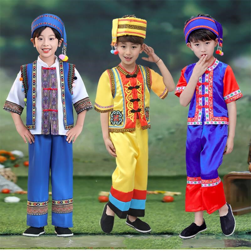 新款儿童广西壮族三月三民v族服饰男女幼儿壮族服苗族瑶族黎族侗