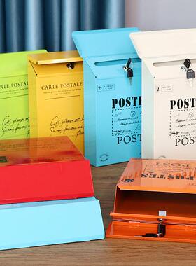 带锁信箱意见挂墙箱皮箱园美式邮箱心里邮话V装饰铁箱田筒