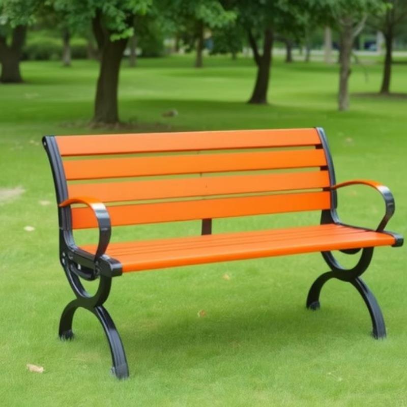 厂家公园椅户外长椅小区休息带靠防腐木休闲长凳防雨塑木防锈铁脚