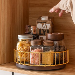 家用旋转调料置物架厨房台面油盐酱醋调味料糖果零食护肤品收纳盒