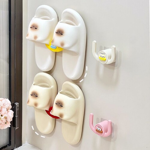 浴室免打孔壁挂卡通拖鞋收纳架