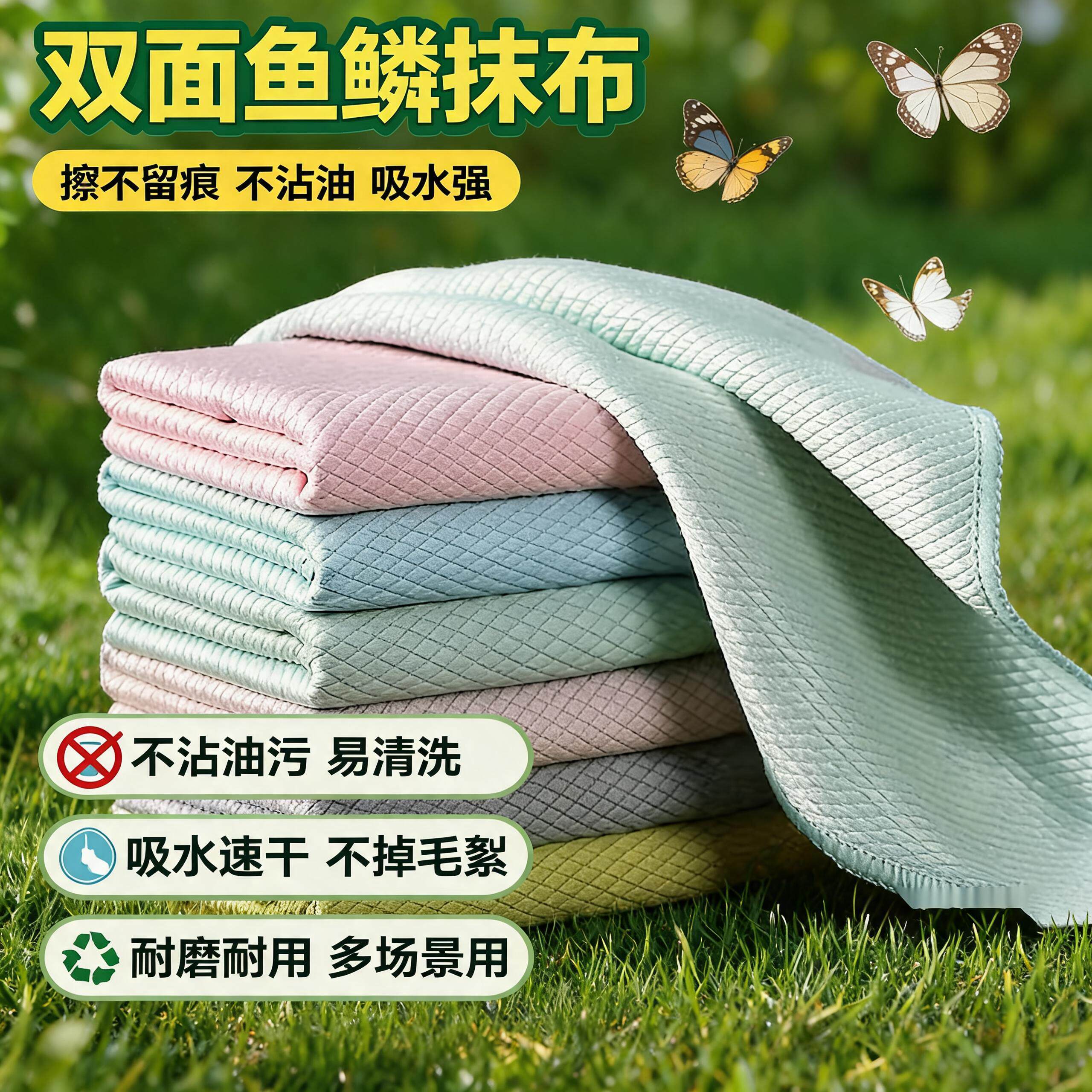 鱼鳞抹布擦玻璃去水印留痕吸水