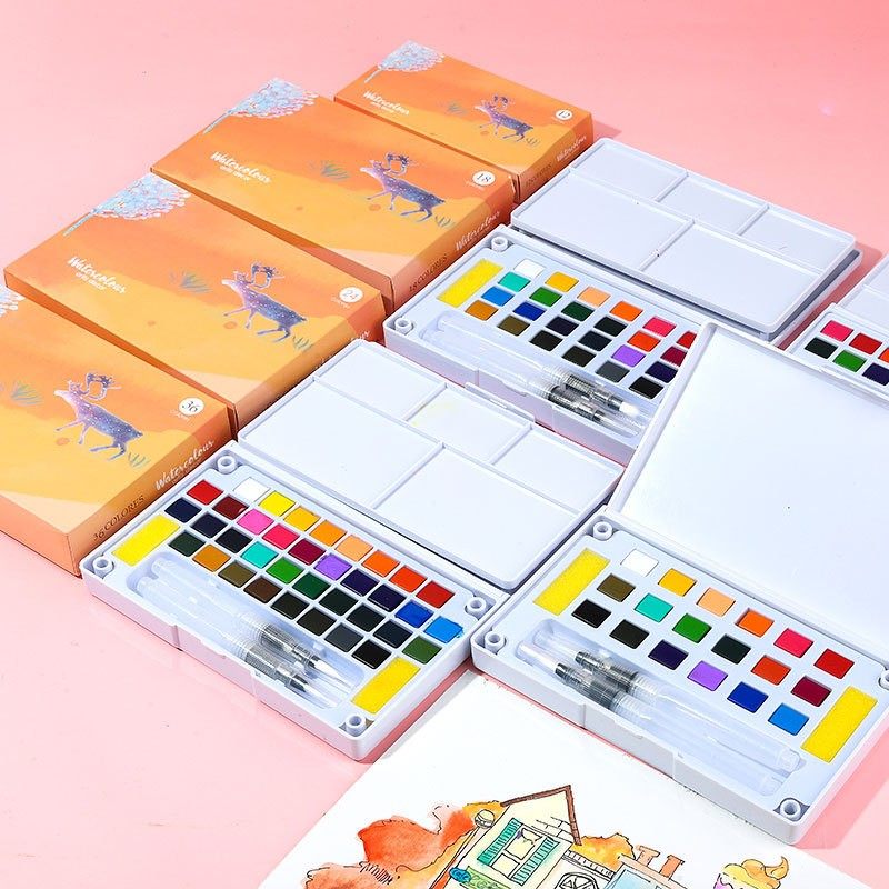 固体水彩颜料套装学生专业美术绘画美甲晕染专用儿童便携水粉分装,文具电教/文化用品/商务用品,水彩颜料,淘宝优惠券,粉丝福利购,淘宝优惠卷