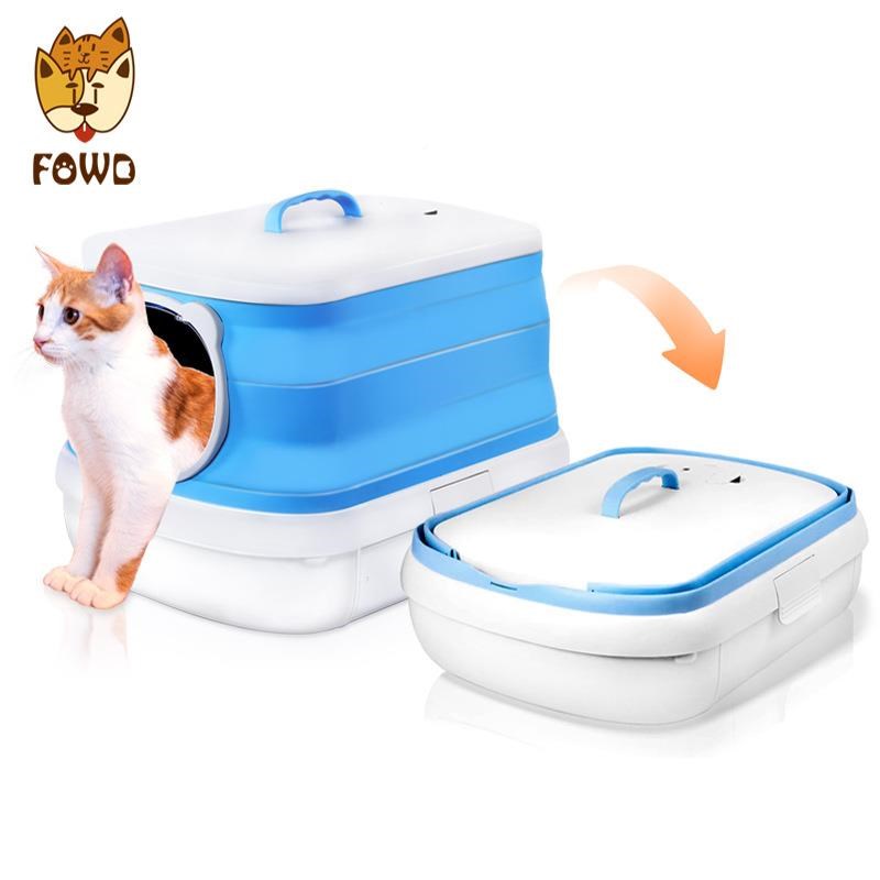 新款大号全封闭式猫砂盆防外溅可折叠猫狗清洁用品猫厕所宠物厕所