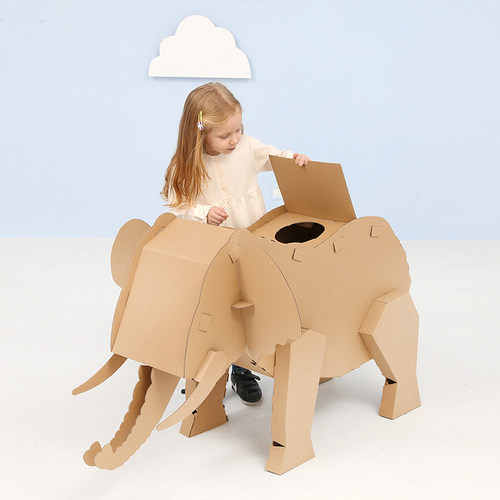 幼儿园动物区域区角n涂鸦画画大象模型纸板环保儿童手工制作材料