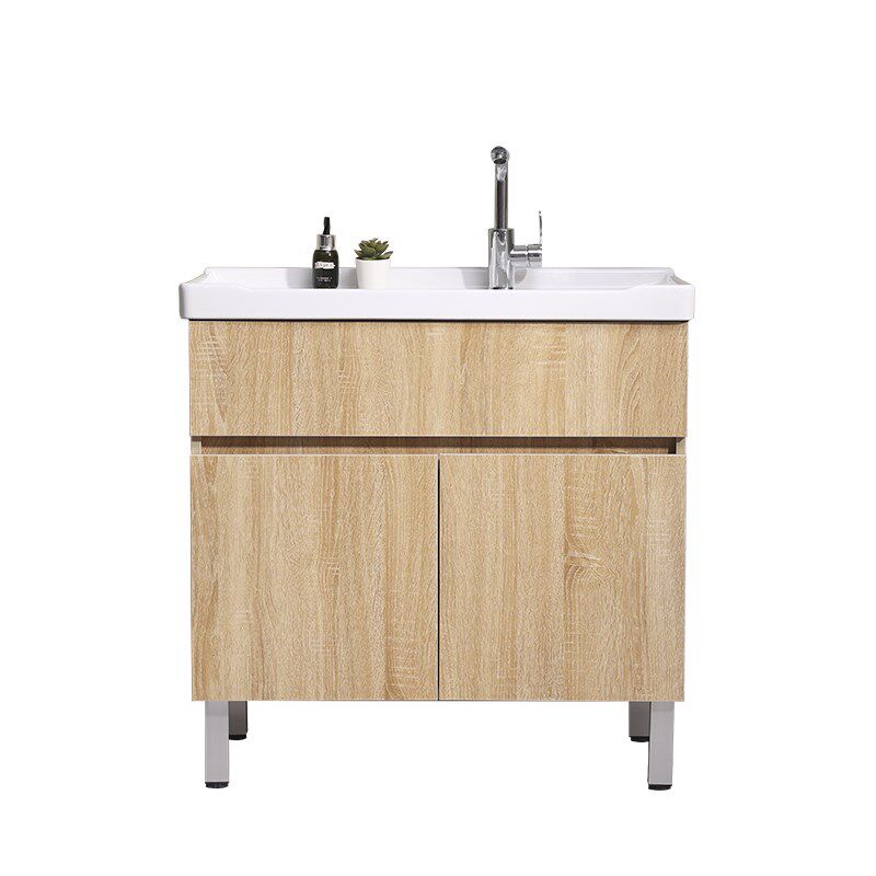 原木色陶瓷一体盆阳台洗衣柜带搓板洗衣池卫生间洗手盆洗脸盆柜