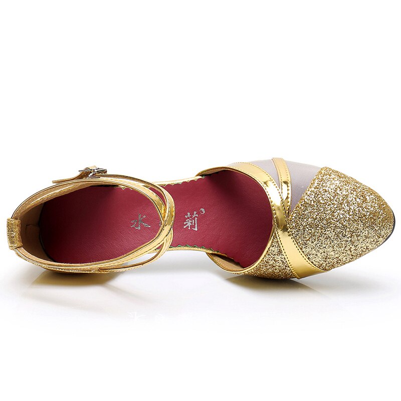 新款夏季舞蹈凉鞋时尚外穿拉丁舞鞋女士中高跟软底交谊广场跳舞鞋