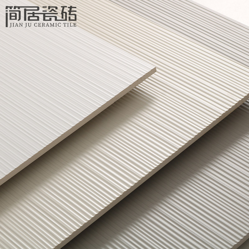 拉槽纹通体米白色背l景墙墙砖 别墅客厅卫生间纯白色瓷砖600*1200