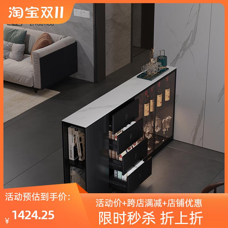 双面隔断柜客厅玄关酒n柜25超薄20cm新款实木岩板沙发靠背餐边柜3