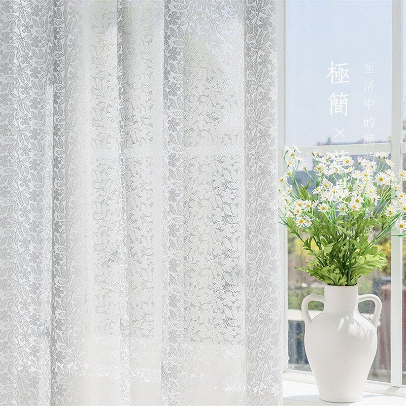 新品新款透光田园风窗纱高档藤蔓蕾丝窗纱窗帘白纱帘客厅阳台卧室